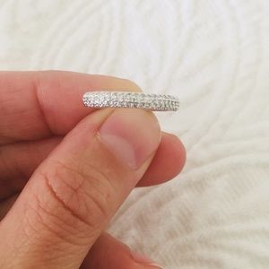 Cubic Zirconia Half Infinity Stacking Silver Ring